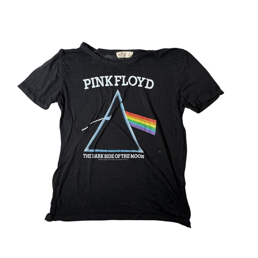 Hollister Pink Floyd Dark Side of the Moon Graphic Tee Black Small S Rock Band